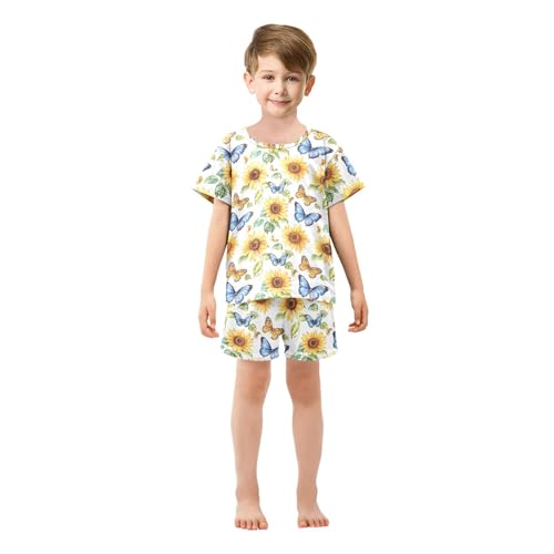 Butterfly Sunflower Pajama Set Pajamas Sleepwear Nightwear Loungewear Clothes Set B0403972 6