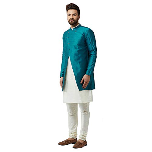 Image of SOJANYA (Since 1958 Men's Silk Blend Kurta Churidaar Pyjama & Jacket Combo
