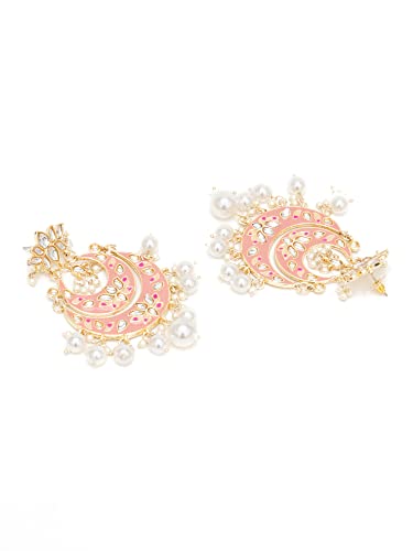 Image of Karatcart Gold Plated Yellow Meena Dangler Earrings for Women