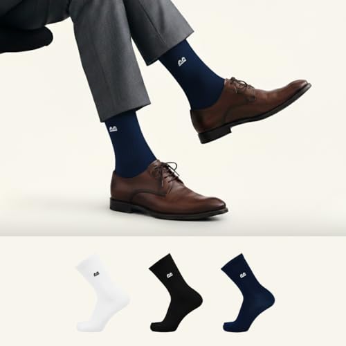 Image of The Sock Street Bamboo Crew Socks for Men Combo | Full Calf Length Premium Bamboo | Odour-Free, Breathable & Durable | Cushioned Base & Anti-bacterial | 3X Softer than Cotton Socks | Pack of 3