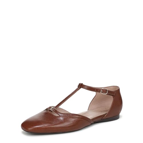 Naturalizer Women's Caresse Mary Jane Flat Caramel Brown Leather 7 W