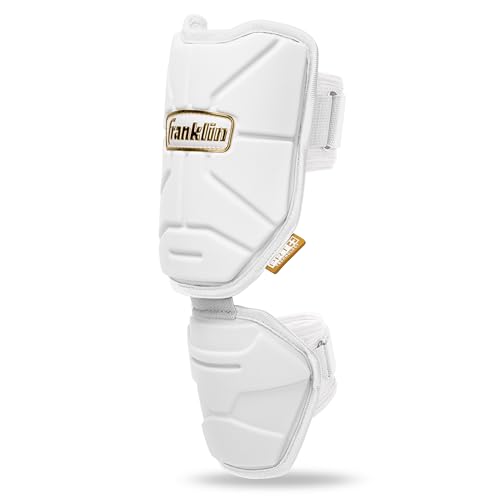 Franklin Sports Baseball Elbow Guard - PRT Series Adult Baseball + Softball Shield for Batting - Protective Elbow + Forearm Pad - Right + Left Hand Hitters - White/Gold - One Size - Adult