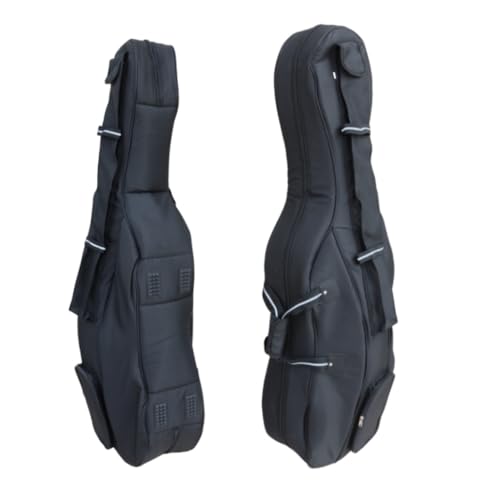 WUQIMUSC Cello Gig Bag, 4/4 Size, Nylon Exterior, 20mm Thick Foam Padding, Adjustable Backstraps, Multiple Pockets, Front Accessory Storage, Back Sheet Music Pocket, Cello travel soft case (Black)