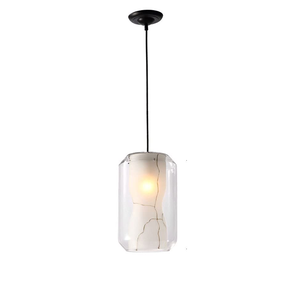 HXYSXHJUO Modern Nordic Imitation Marble Glass Chandelier LED Light for Restaurant Bedroom Living Room Single Head Suspension Hallway Stylish Hanging Lamp Home Decor