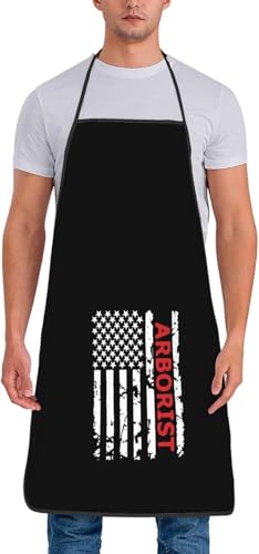 Arborist Usa Flag Adjustable Apron Waterproof Strap Pocket Chef's Kitchen Apron Hair Cutting Apron