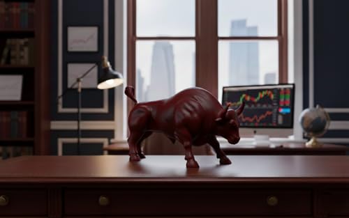 Image of Stock Market Bull Statue Showpiece for Office Desk, Bull Figurine, Share Market Decor, Gift for Traders Investors, Wealth Symbol(Red)