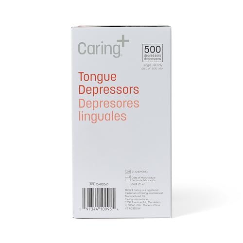 caring wood tongue depressors standard 6 inch length non-sterile high-quality wood unflavored splinter-free versatile for medical beauty arts crafts and more - 500 count box