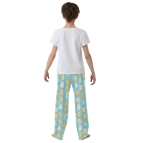 ZZXXB Xmas Tree Gingerbread Boys Long Pants Soft Trousers Elastic Waist Kids Lounge Bottoms with Pockets S-XL3