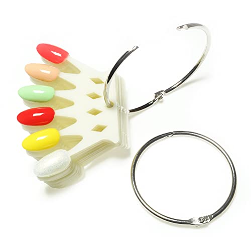 Moibase 6×10 Pcs Natural Crown Fan-Shaped False Nail Swatch Sticks Nail Polish Practice Display Art Tips Nail Sample Sticks With Metal Split Ring Sw-A007 #TOP1