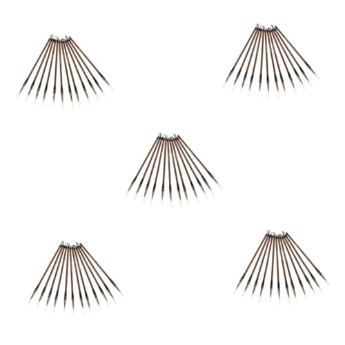DIYEAH 5 Juegos Pluma Langhao Pincel De Caligrafía Japonesa Pincel De Caligrafía Cepillos Chinos Pinceles De Acuarela Chinos Pinceles Japoneses Pelo De Brown 12 Piezas X 5