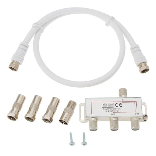SG Store 1 Set 3 Way Antenna Distributor Set TV Splitter Cable Coaxial Cable Splitter for TV DVB-T2 DVBC F Socket Doaxial Box Television CATV Satellites