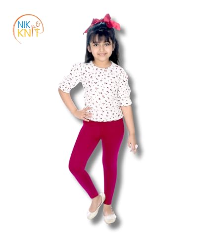 Image of NIK & KNIT Premium Stretchable Plain Leggings for Girls /Kids | Combo Bottom Wear (Top /T-Shirt NOT Included)