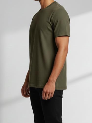Image of Dollar Easy Fit Cotton Blend Pack of 1 Solid Men's Round Neck T-Shirt