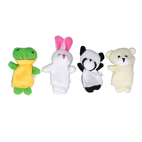 Luva macia para fantoches de dedo de animais de desenho animado de pelúcia curta, 10 peças, casa par