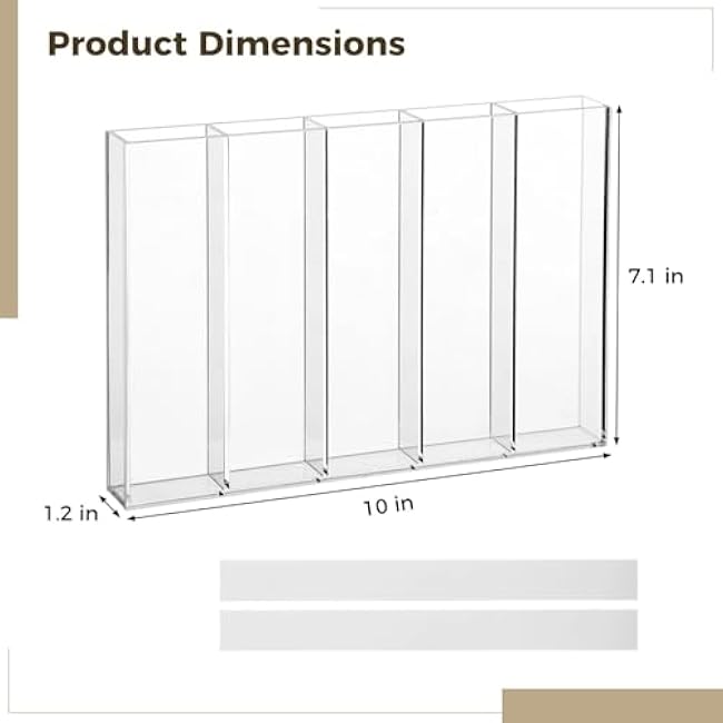 Clear Straw Holder with 5 Slots, Fully Enclosed Acrylic Straw Organizer, Self-Adhesive Clear Storage Rack for Kitchen, Fits Multiple Straw Lengths