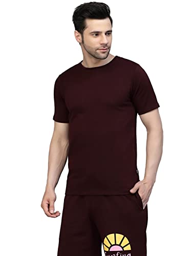 Image of Rigo Cotton Blend Waffle Knit Self Textured Co-Ord Set For Men's|Night Suit Set|Lounge-Wear Pajama Set|Night Wear, Beach Wear, Vacation Wear