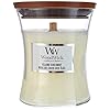 WoodWick IJslandse kokosnoot medium kaars, was, wit, 10 x 10 x 11 cm