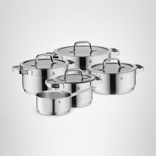 Foto von WMF Compact Cuisine Topfset Induktion 5-teilig, Kochtopf Set mit Glasdeckel, Cromargan Edelstahl poliert, Induktions Töpfe Set unbeschichtet, Innenskalierung