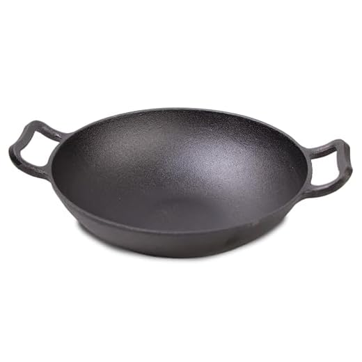 Frischluftküche Padella wok in ghisa – Consente di preparare piatti asiatici dalla griglia, cottura rapida e intenso aroma di fumo, in ghisa, 45 x 36 x 12 cm