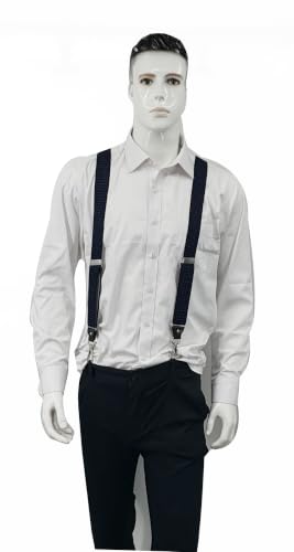 Image of Mens Suspenders with 3 Swivel Hooks Belt Loops 1.4 Inch Wide Heavy Duty Adjustable Braces