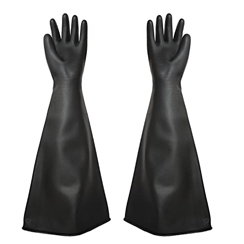 HOLDWIN Heavy Duty Sandblasting Gloves Rubber Gloves for Sandblaster Protective Safety Work Black Striped Glove Black 27.5
