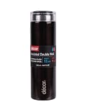 Décor Double Wall Stainless Steel Travel Mug - Keeps 4 Hours Hot - 12 Hours Cold - Car Cup Holder Compatible - Removable Screw Top Lid - 300ml Black