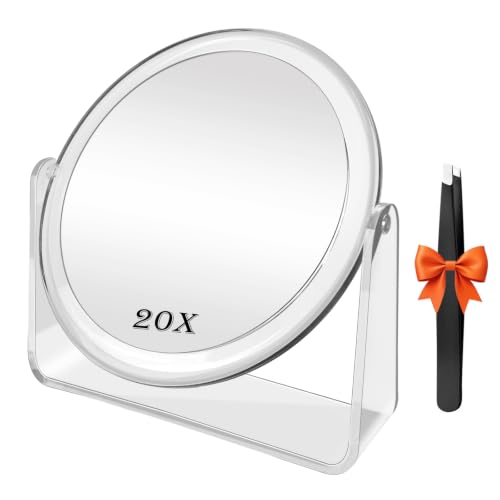 FANCYSEEU Kosmetikspiegel Doppelseitiger Makeup Spiegel mit 1X/20X Vergrößerung, 360° Schwenkbar...