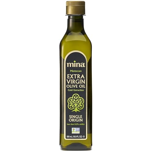 Mina Moroccan Olive Oil Extra Virgin 16.9 Fl Oz, New Harvest, Polyphenol Rich Olive Oil, Single Origin Extra Virgin Olive Oil, Cold Extraction, Less than 0.2% Acidity, 500 ml