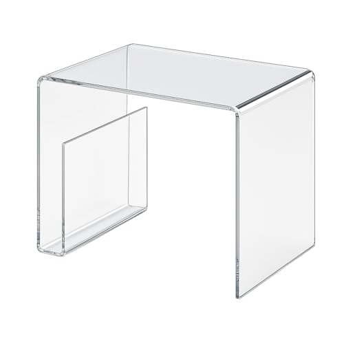 HOWE-Deko Hochwertiger Acryl-Glas Beistelltisch mit Zeitungsfach, klar, 48...
