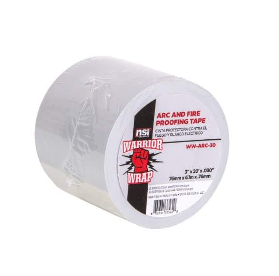 NSI Industries WarriorWrap Fire-Retardant Arc Proofing Tape, Length 20', Width 3", 30 mil, Light Grey