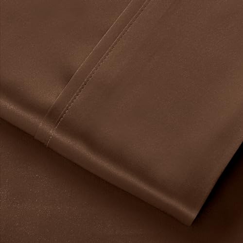 Image of Lanest Housing Silk Satin Sheets, Twin XL Size Satin Bed Sheet Set with Deep Pockets, Cooling Soft and Hypoallergenic Satin Sheets Twin XL - Brown