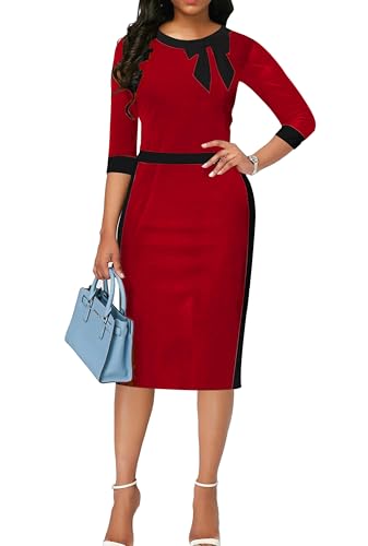Image of Xinlees Women's Bodycon Pencil Dress Sexy Short Ruffles Sleeve Clubwear Basic Fitted Outfits Casual Midi Dresses