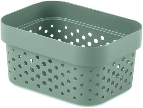 CURVER Panier de rangement Infinity 1,4L - Rangement Multiusage, Empilable et Emboîtable - 8,4 x 17 x 12,6 cm - Nouveau Vert