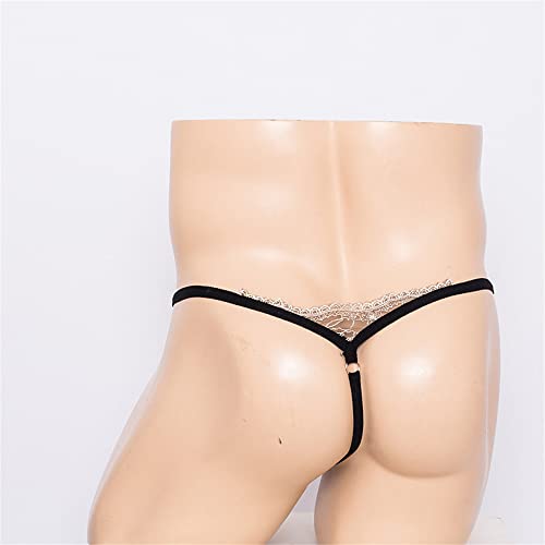 Maiyifu-GJ Men's T-Back Mesh Lightweight Bikini Thongs Breathable Stretch Naughty Underwear Lace Sexy G-String Panties