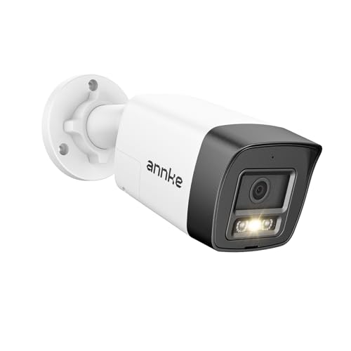 Image of ANNKE 3K PoE Security Camera with Red and Blue Light Alarm, 2.8mm Lens (123FOV), Color Night Vision, AI Motion Detection, Two-Way Audio, Surveillance Outdoor Bullet Cam with 512GB SD Card Slot, IP67