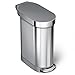 Produktbild simplehuman CW2087DC 45 Liter, schmaler Treteimer, Mülleimer Küche, Abfalleimer, Mülltrennsystem, Mülltrennung, Recycling, gebürsteter Edelstahl mit grauem Kunststoffdeckel