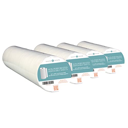 Disposable Continuous Bed Cover Roll for Massage and Spa Tables, 24 x 300 ft, 35 GSM Non Woven, Non Perforated, 4 Roll Pack