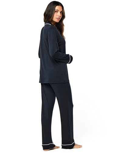 Papinelle Women’s Full Length Kate Modal Pajama Set - Soft & Comfy Button-up Top & Drawstring Pants3