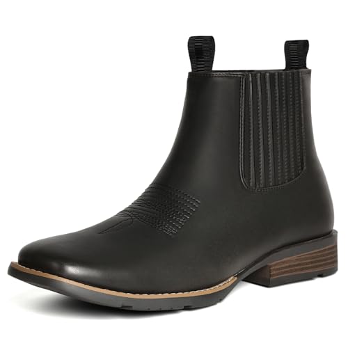 Image of Cowboy Boots For Men Square Toe Ankle Boots