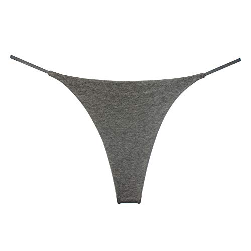 By.ecg Women's Cotton Thong Double-Layer Sexy G-String Grey/Nude/Pink 3 Pack(S) #TOP4