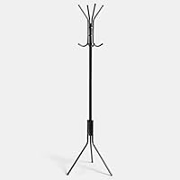 OHS Metal Coat Stand, Freestanding Coats Rack with 6 Hooks Coat Stands for Hallway Entryway Home Office Space Saving Hat Stand for Clothes Bags Hall Tree, Black
