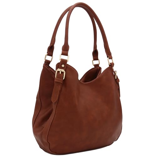 Lightweight 3 Compartment Faux Leather Medium Hobo Bag2