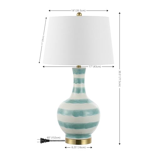 Lámpara de mesa cerámica con base dorada y pantalla blanca miniatura 4
