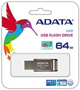 ADATA UV131 64GB USB 3.0 Metallic Texture & Easy-to-go Flash Drive, Grey (AUV131-64G-RGY)