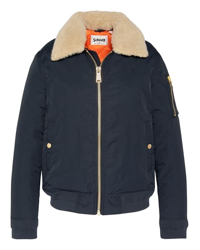 BLOUSON AVIATEUR COL FAUSSE FOURRURE SCHOTT AIRKRAFT2W NAVY/BEIGE