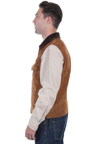 Scully Mens Cafe Brown Leather Western Zip Vest3