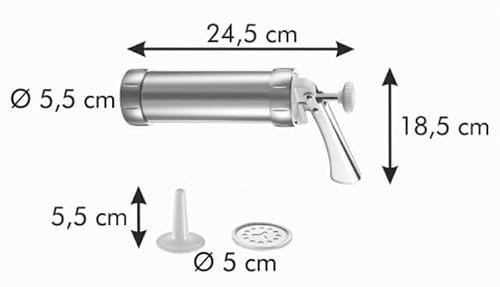 Foto von Tescoma DELICIA Teigpresse und Garnierspritze aus Edelstahl mit Tüllen und Motivscheiben für Plätzchen Kekse und Tortendekoration vielseitig einsetzbar beim Backen und Verzieren