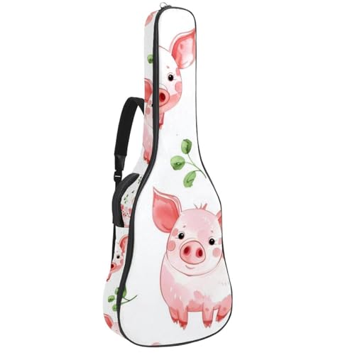 Sac à dos guitare imperméable motif cochon rose avec 2 poches