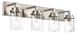 TULUCE 4-Light Bathroom Vanity Light Fixture,44 inch Vanity Lights with Clear Glass Shade Wall Light