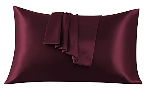 Set Di 2 Federe In Raso 50 X 80 Cm Bordeaux, Federa Cuscino Letto Morbida E Setosa Al Tatto, Chiusura A Busta, Antiacaro E Ipoallergico, Protezione Capelli E Pelle & Antirughe - 2